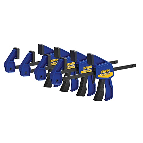 Close up of blue IRWIN mini bar clamp handle