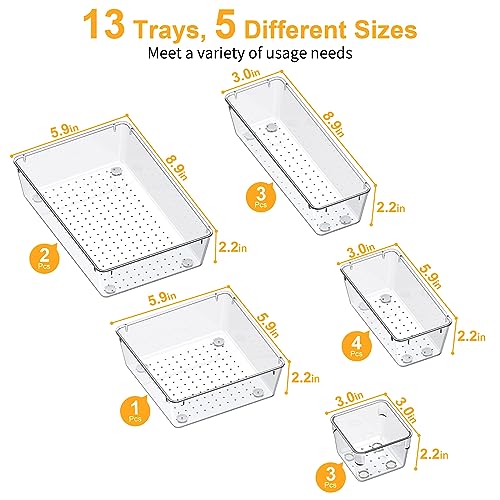 SMARTAKE drawer organizer showing non-slip silicone base