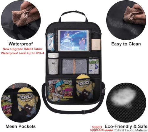 Black car seat protector with kids accessories