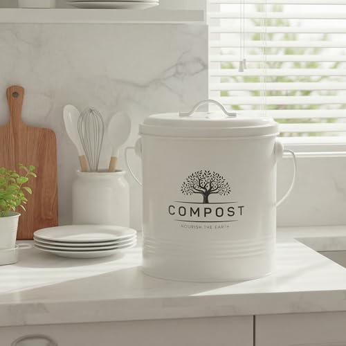 Kitchen compost bin with lid removed
