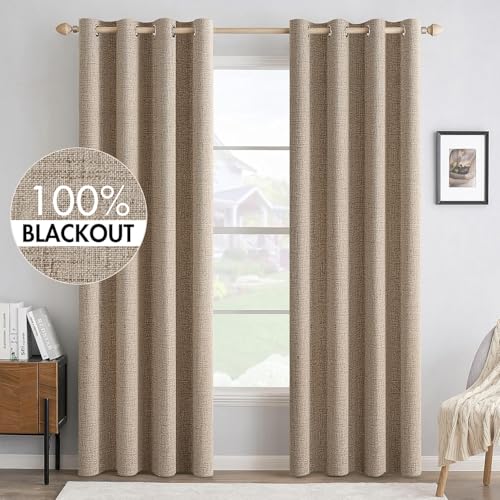 MIULEE Copper Brown blackout curtains front view