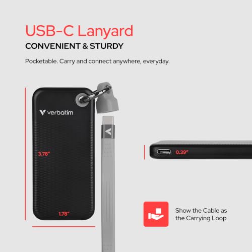 Verbatim Pocket SSD with keyring and cable holder