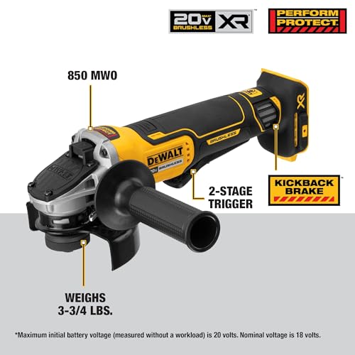 Side profile of DCG413B angle grinder
