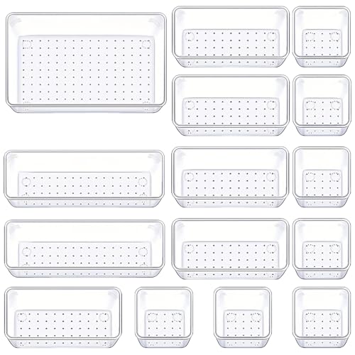 Manalete 15 Pcs Clear Plastic Drawer Organizer full set