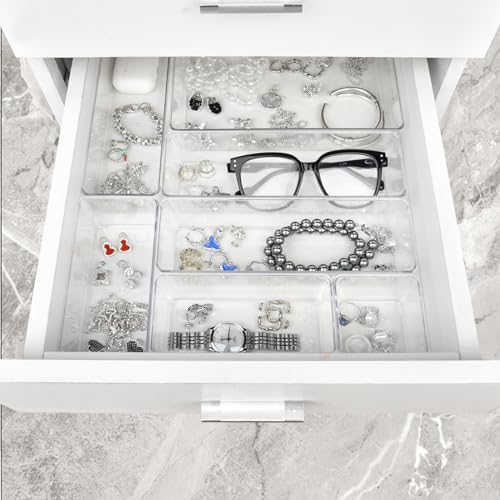 Top view of Manalete clear trays in a drawer