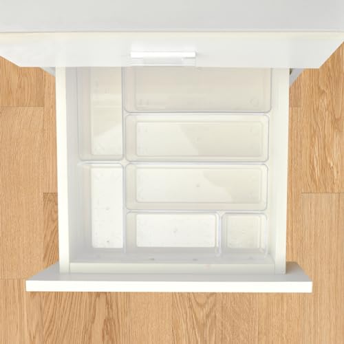 Manalete storage bins stacked for compact organization