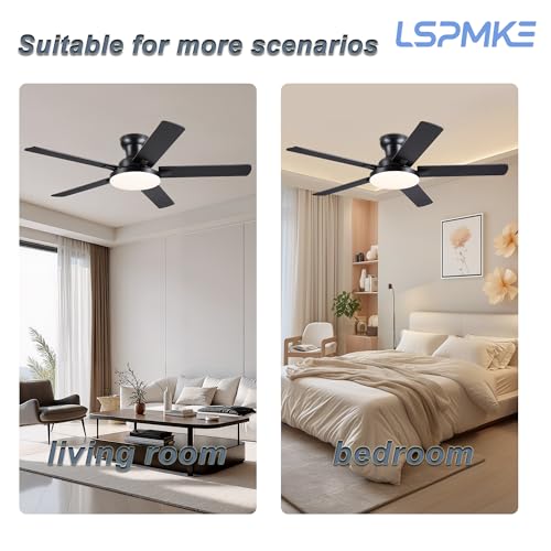 Black ceiling fan bedroom setup