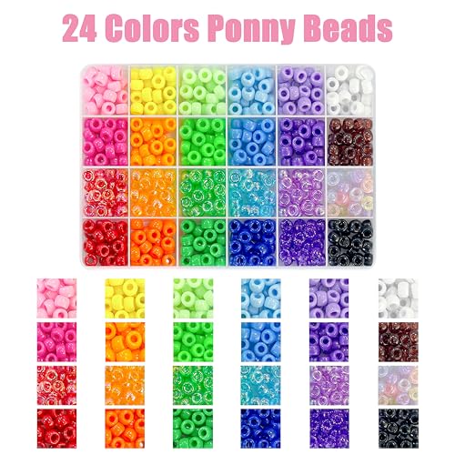 Pony beads and letter beads assortment in organizer
