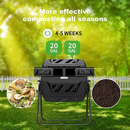 Emptying finished compost from the tumbler