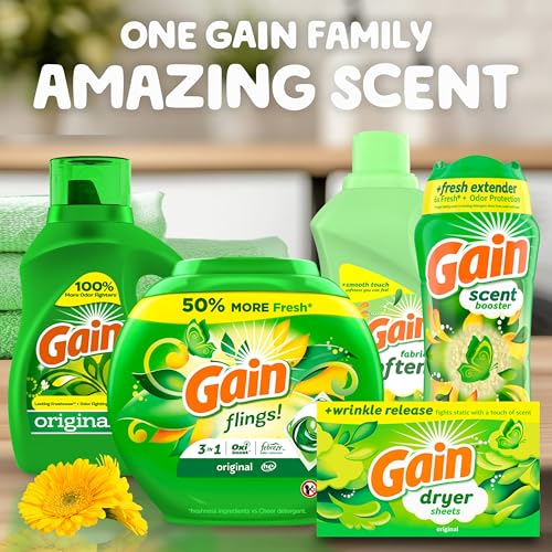 Top view of Gain dryer sheets packaging