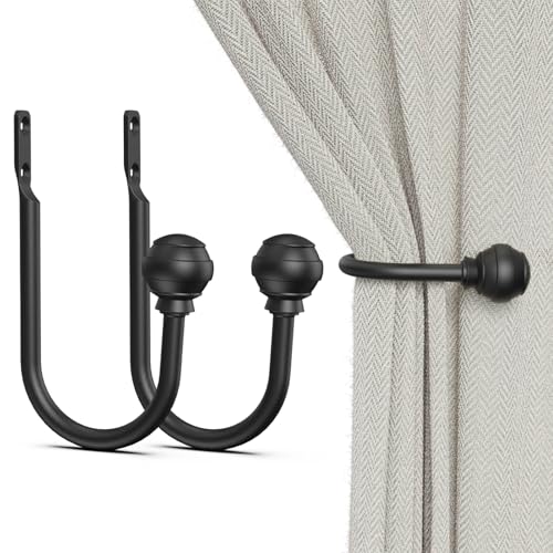 Hion Curtain Holdbacks Black 2pcs set