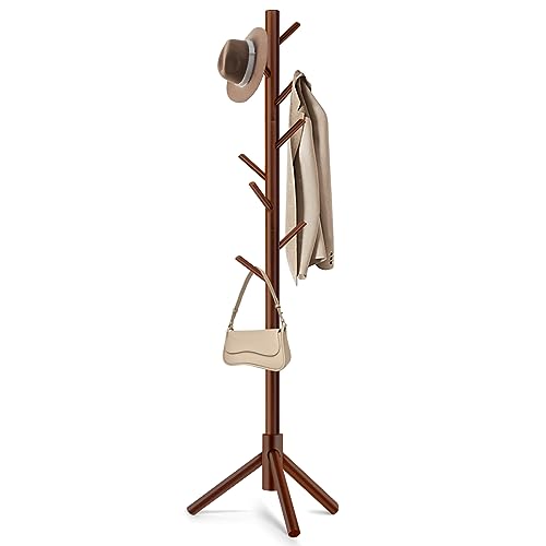 WANGMUXIA Freestanding Coat Rack Brown front view