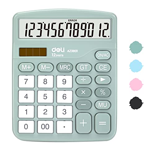 Deli E8 12-digit desktop calculator in green