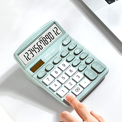 Deli E8 calculator in green office setting