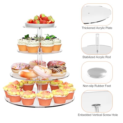 Top down view of round acrylic cupcake tiers