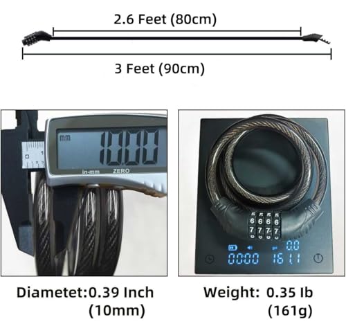Flexible 3-foot steel cable of Revelook bike lock