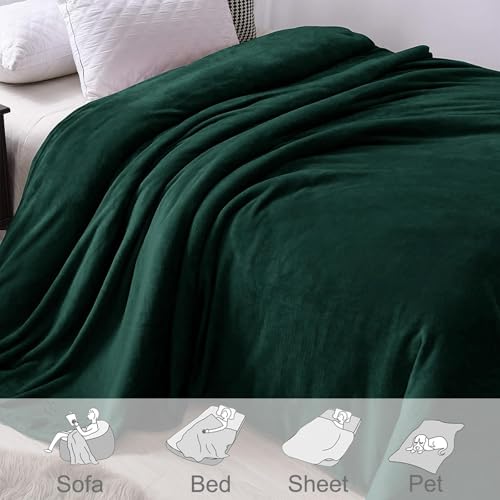 Forest green fleece blanket spread out flat
