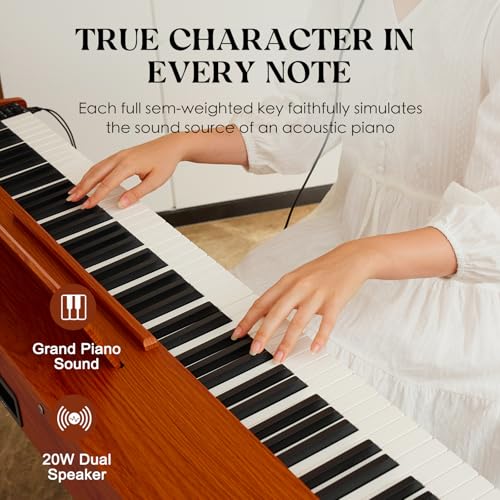 Brown woodgrain finish on KUMENG piano