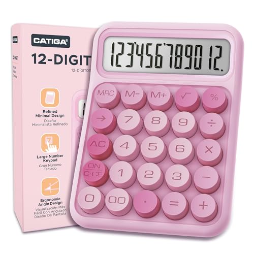 CATIGA CD-2847 pink mechanical calculator front view