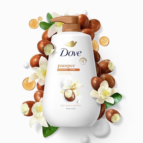 Back of Dove body wash bottle showing ingredients and instructions