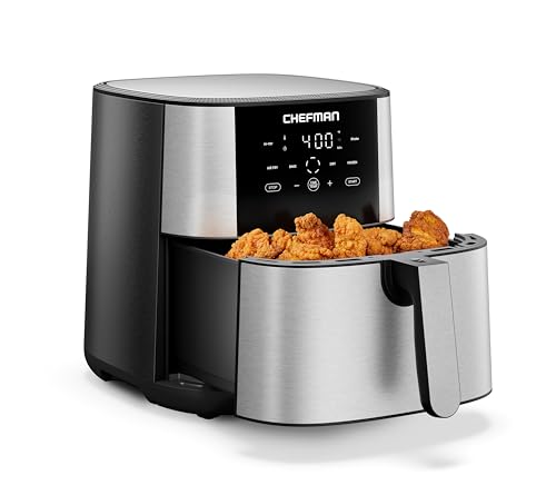Chefman 8 Qt TurboFry stainless steel air fryer front view