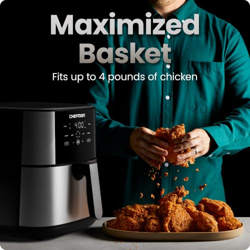 Chefman 8 Qt air fryer open basket showing nonstick interior