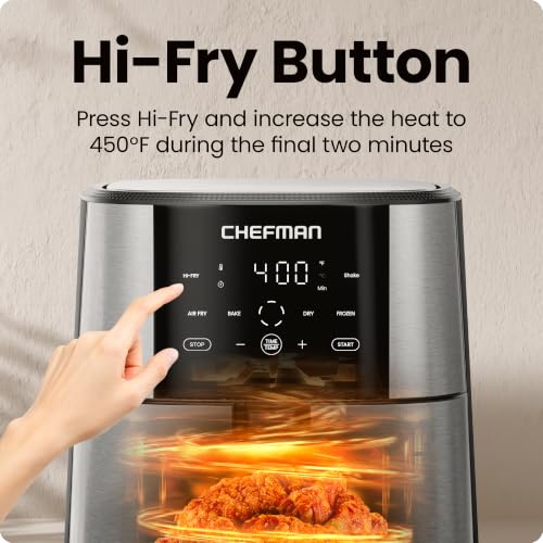 Chefman 8 Qt air fryer top view with branding