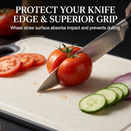 Gray Pexucalm cutting board on kitchen counter