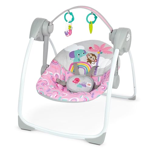 Bright Starts Pink Paradise Portable Swing front view