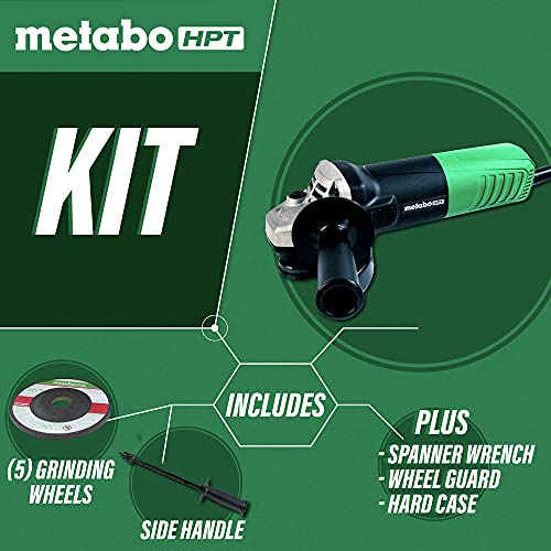 Metabo HPT angle grinder with included grinding wheels