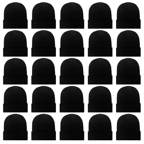 LYDTICK 25 Pack Winter Beanie Hats Bulk Black