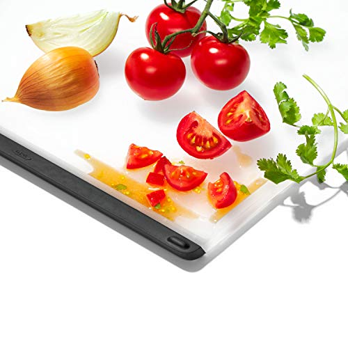 OXO cutting boards shown with easy-pour corners