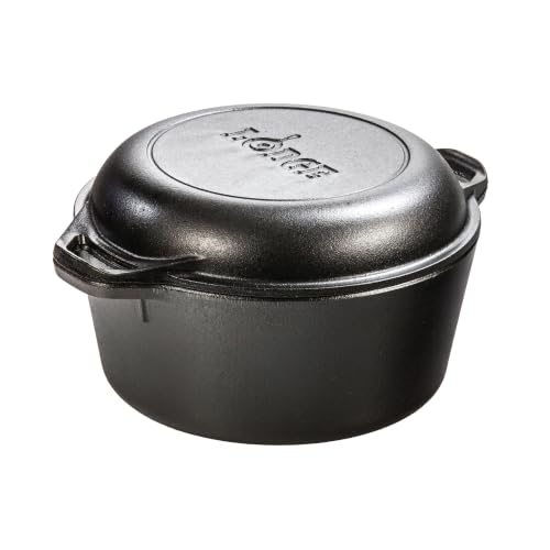 Lodge 5 Quart Cast Iron Double Dutch Oven