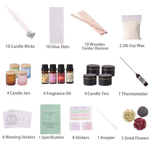 Soy wax and supplies in the kit