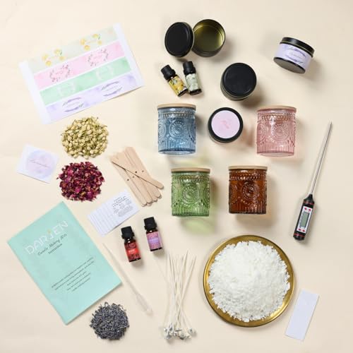 Eight glass jars and tins for candles