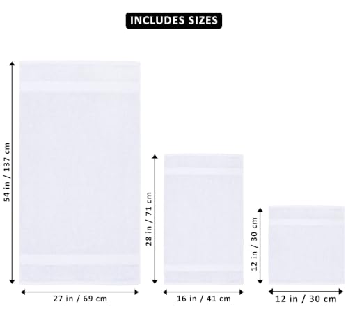 Stack of white bath towels from Utopia Towels set