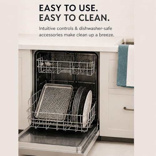 Open door view of the air fryer cooking rack