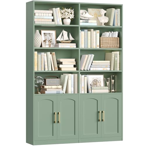 FACBOTALL Green Bookshelf and Bookcase with Doors