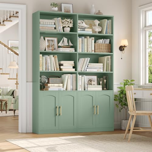 Front view of FACBOTALL large double-wide bookshelf