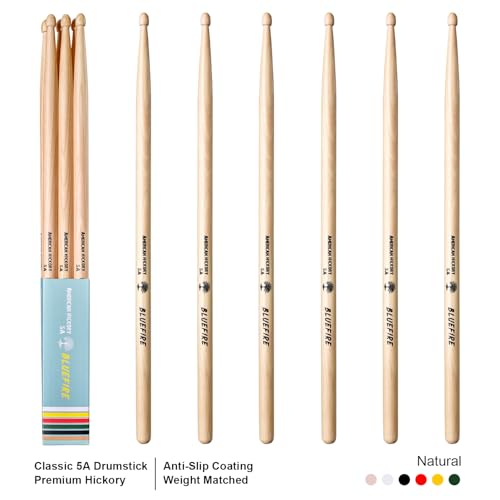 HUN Bluefire drumsticks on drum kit background