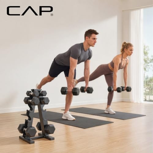 Dumbbells placed on rack hooks