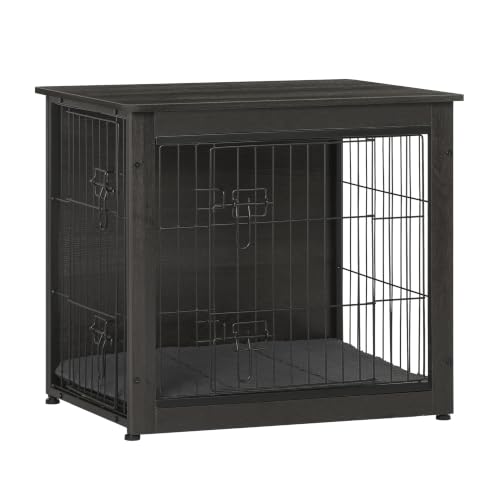 DWANTON 27" Dog Crate Furniture Dark Gray main view