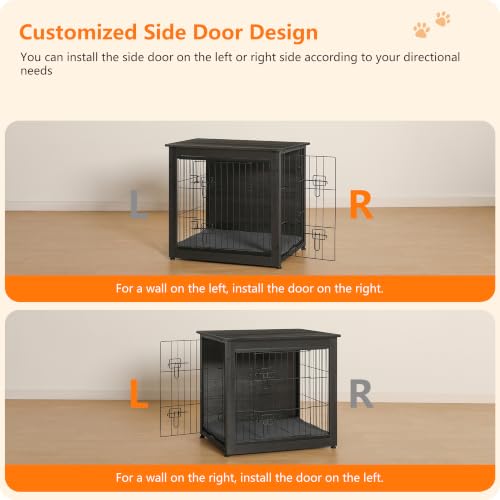 DWANTON 27" Dog Crate Furniture with waterproof cushion