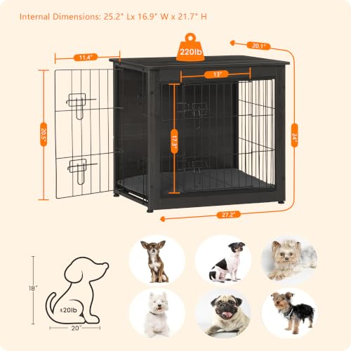 DWANTON 27" Dog Crate Furniture adjustable feet detail