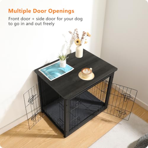 DWANTON 27" Dog Crate Furniture wire and particleboard construction