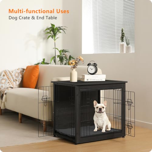 DWANTON 27" Dog Crate Furniture solid wooden bottom plate