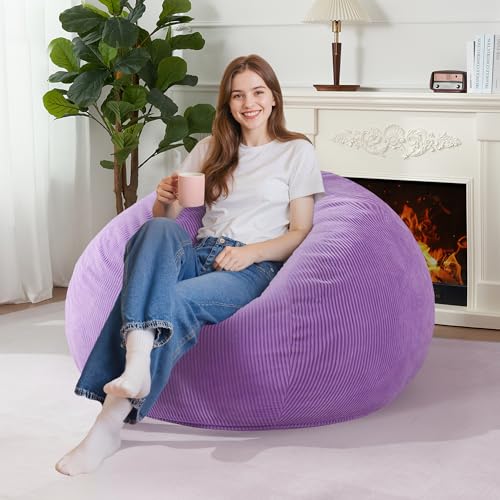 Homguava 3FT Teardrop Bean Bag Chair purple front view