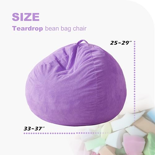 Homguava bean bag chair side profile showing teardrop shape