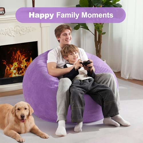 Person relaxing on Homguava purple bean bag chair