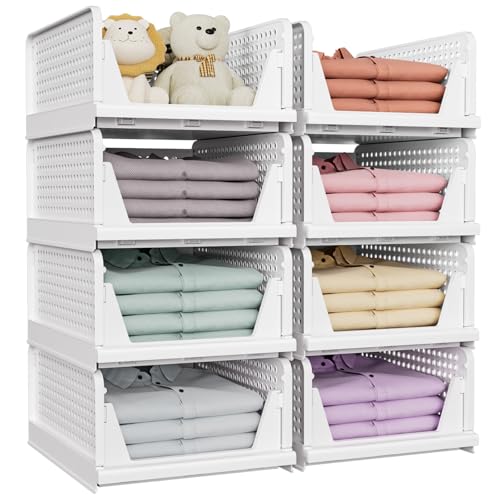 Foldable white storage bins for home organization